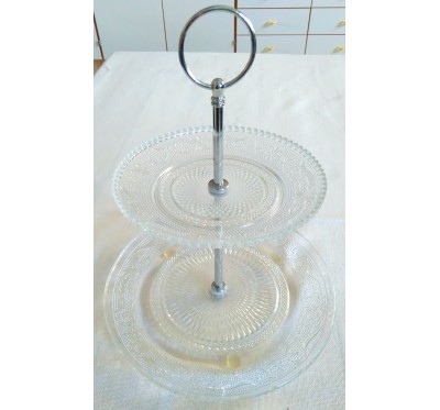 Steklen servirni krožnik z ročajem